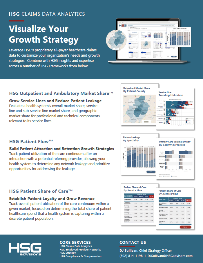 Leverage HSG’s proprietary all-payer healthcare claims data to customize your organization’s needs and growth strategies